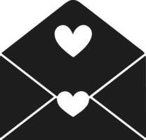 Romantic Open Envelope with Double Heart Design Silhouette vector