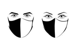 Multipurpose Masked Man and Woman in Black and White vector