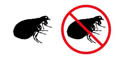 Flea silhouette and stop sign, ideal for representing flea and tick prevention products for pets vector