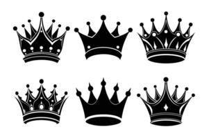 crown icon set black color vector