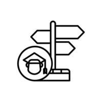decision icon, Graduate student at a crossroads, wondering about various career paths. Suitable for educational and careerrelated concepts in presentations or articles. vector