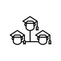 Three graduates linked symbolizing a strong network or community. Perfect for illustrating teamwork, collaboration, unity in educational, business settings. vector