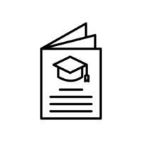 college catalog icon, Graduation cap on textbooks for educational concepts. Suitable for graduation announcements, educational websites, and student publications. vector