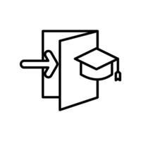 admission process icon, Graphic of arrow entering open brochure with graduation cap design. Great for educational and graduationrelated marketing materials or presentations. vector