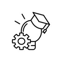 icon student project,Graphic of a lightbulb with a graduation cap on a gear, perfect for educational concepts and graduationthemed designs. Ideal for educational websites and graduation invitations. vector