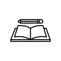 lecture notes icon, An open book with a pencil on top, perfect for educationthemed designs and materials in need of a literary touch. vector