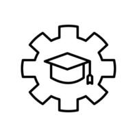 icon education,Graduation cap in gear, ideal for educational or engineering projects, celebrating achievements, or mechanical concepts in design and presentation. vector