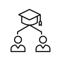 alumni icon, Mentorship concept featuring graduation cap bridging two people. Perfect for educational and mentoring program designs or social media posts. vector
