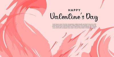 Pink Valentine's Day banner with abstract background with watercolor vector