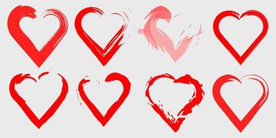 Set of heart shape frame with brush painting vector