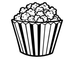 illustration of popcorn overflowing from a striped container vector