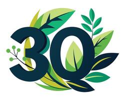 Decorative numeral decorated with branches and leaves vector