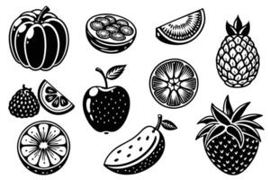 mixed fruits collection isolated on white background vector