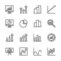 A set of line drawings of graphs and charts vector