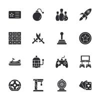 A set of icons for various games and activities, including a bomb, a gun vector