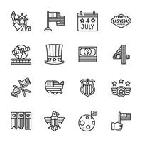 A set of icons for the 4th of July vector
