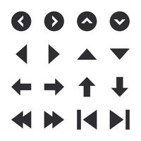 A set of black arrow icons with a variety of shapes and sizes vector