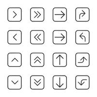 A set of black and white icons with arrows on them vector