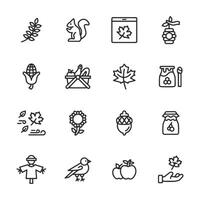 A collection of black and white icons for fall and winter vector