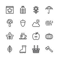 A set of icons for the season of fall vector