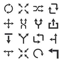 A set of black arrow icons with various shapes and sizes vector