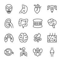 A set of medical icons including a skull, heart, and brain vector