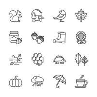 The image is a collection of various seasonal icons, including a squirrel vector