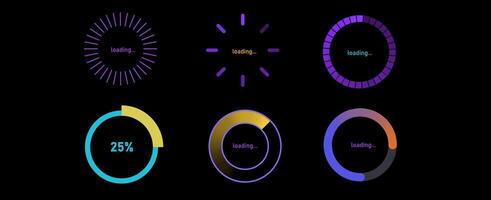 a set of colorful circles with different time and date vector