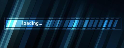 a blue and black background with a loading sign vector