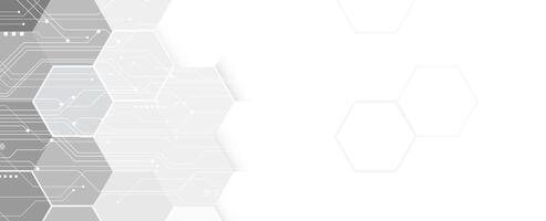 abstract hexagon technology background with white and gray hexagons vector