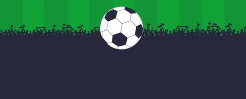 soccer ball on green background with fans in the background vector