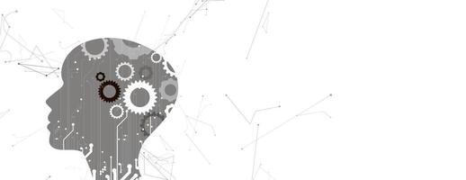 a silhouette of a person's head with gears and wires vector