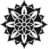 Mandala design black and white symmetrical pattern. vector