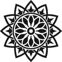 Geometric mandala black and white symmetrical design. vector