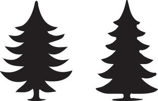 Black silhouettes pine trees coniferous shapes. vector