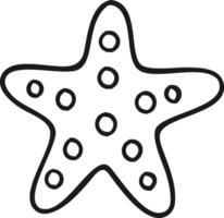 Starfish outline simple black and white drawing. vector