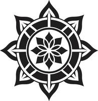 Geometric mandala black and white design symmetrical pattern lotus flower. vector