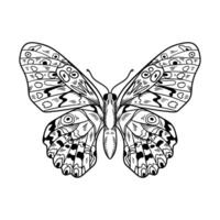 Continuous single line Butterfly drawing and one line outline art illustration vector
