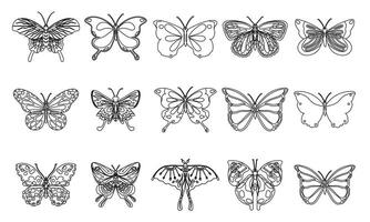 Linear flat butterfly outline pack vector