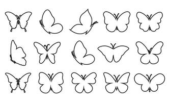 create a sillhouette butterfly victor set icon on white background vector