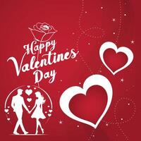 Valentines Day festive background with realistic metallic gold and red ruby low poly heart. Lettering Merry Valenetin day vector