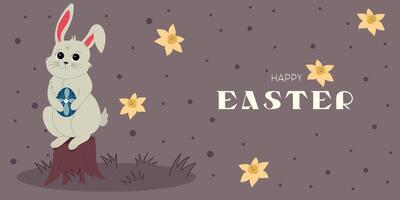 Easter banner with bunny vector