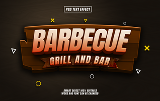 3D text effect design Barbecue Grill on a wooden plank background. psd