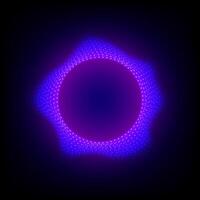 A glowing abstract black background with blue and violet circular patterns and bright energy elements. Technology and AI concept. vector