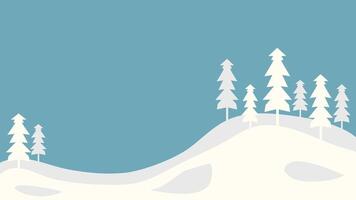 winter background with blue color with mountain and tree vector