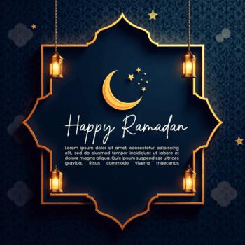 eid ul fitr cumprimento cartão com Ramadã kareem tema e islâmico dourado quadro, Armação psd