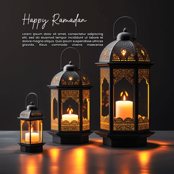 deslumbrante Ramadã fundo com Rezar miçangas e árabe lanterna ilustração psd