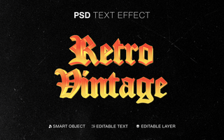 3D Editable Text Gradient Retro Vintage Text Effect psd