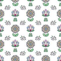 A pattern with fabulous flowers, scandi-style plants, endless texture vector