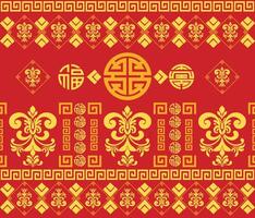 Pattern oriental chinese new year on red color background, illustration vector